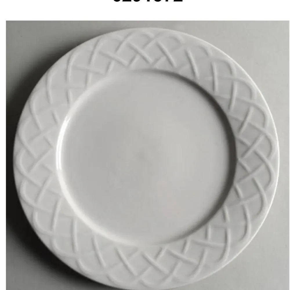 Picnic Oneida White Geometric Dinnerware Serving Platter Plate 12 1/4 In Round